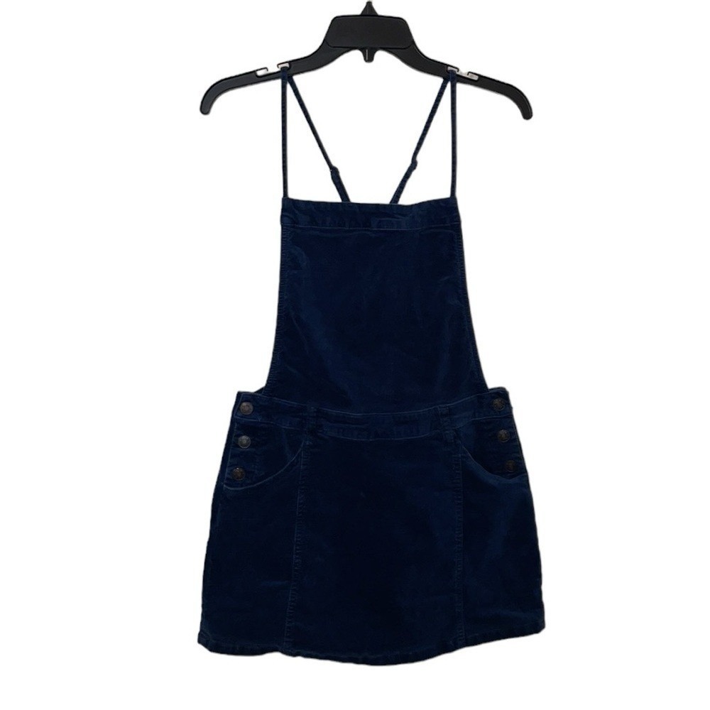 Free People Women's Navy Corduroy Pocket‎ Adjust Savannah Overall Dress Size 4